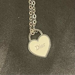 Fashion Inspired Heart Padlock Necklace/Charm with White Enamel and Silver Brand